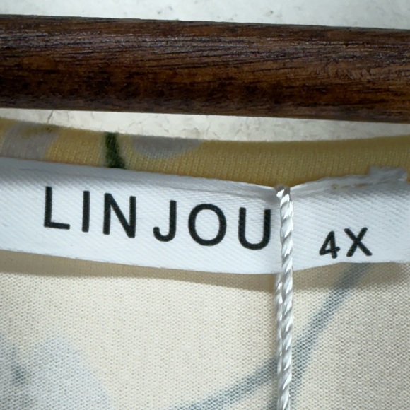 Linjou plus size 4X Women’s Yellow Floral Boho V-neck Long Sleeve Blouse - Picture 5 of 7